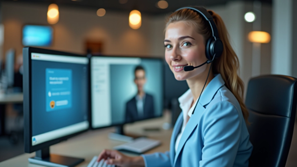 Chatbot conversation interface showing natural language exchange with customer service representative and helpful tone